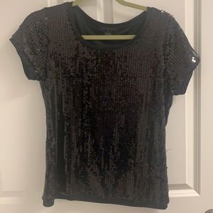 Black sequin short sleeve top